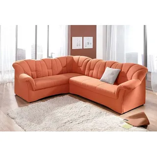 DOMO collection Ecksofa »Papenburg B/T/H: 242/190/84 cm L-Form« wahlweise mit Bettfunktion, Langer Schenkel links oder rechts, orange
