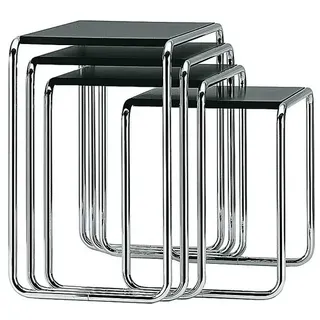 Thonet Satztisch B9 schwarz, Designer Marcel Breuer, 60x45-66x39 cm