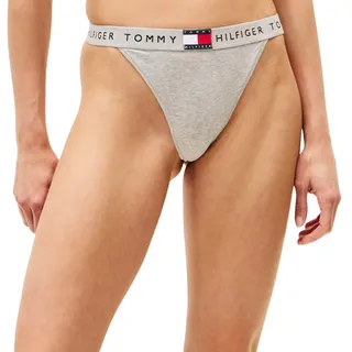 Tommy Hilfiger Damen String Tanga mit Logobund, Grau (Light Grey Heather), L