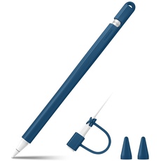 Fintie Silikon Hülle Kompatibel mit Apple Pencil (1. Generation) - Ultra leichte Stifttasche, weiche schützende Griffhalterung mit 2 Spitzenabdeckung und 1 Cable Adapter Tether (Cyan Blau)