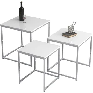VCM "3-tlg. Set Beistelltisch Couchtisch Sofatisch", 3 stk. tlg., weiß,