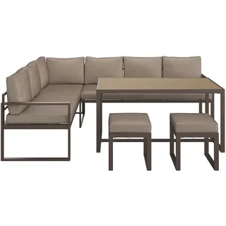 Ambia Garden Dining-Loungeset , Braun , Metall, Kunststoff , einzeln stellbar , 176 cm , Gartenmöbel, Loungemöbel