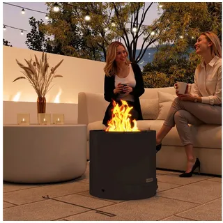 Outsunny Feuerschale Ø45 x 42cm aus Stahl Feuerstelle mit Schürhaken Aschenwanne Feuerschalen für Garten, Balkon Terrasse, Outdoor BBQ Camping