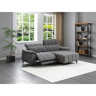 Eckrelaxsofa elektrisch - Ecke rechts - Strukturstoff - Grau - CELTIMO