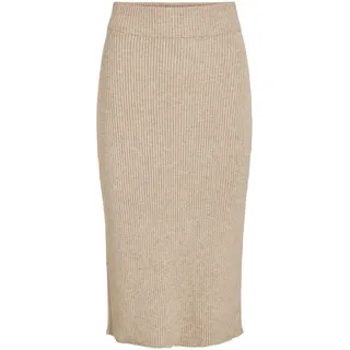 Vila Damen Viril Pencil Hw Knit Skirt - Noos Rock, Natural MelangeL