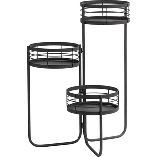Dehner Blumentreppe, Blumenregal frostbeständig, Pflanzentreppe Indoor / Outdoor, ca. 48 x 58 x 48 cm, Eisen / Blech, schwarz