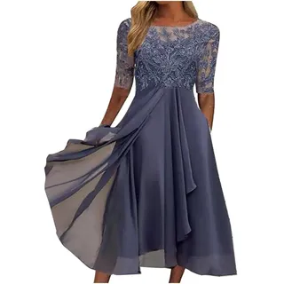 Festliche Kleider Für Damen Chiffon Abendkleider Festlich Spitzenkleid Elegant Für Hochzeit Cocktailkleid Midi Ballkleid Große Größen Brautjungfernkleider Hochzeitsgäste