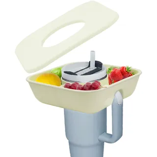 DingGreat Geeignet für 40oz Stanley Cup Snack-Tablett mit Deckel, Snack-Schale, vier Fächer große Kapazität Snack-Tablett,Stanley Cup Zubehör (No Cup)