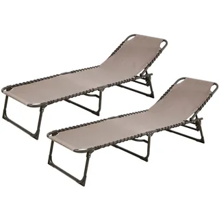 Svita Gartenliege 2er Set Beige , Metall , 56x30x190 cm , Gartenmöbel, Gartenliegen