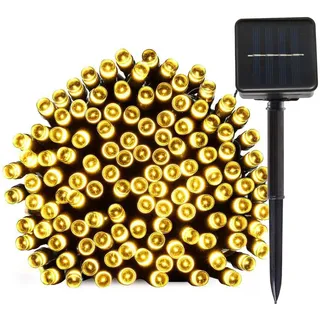 Lamker 30M 300er LEDs Lichterketten Solar Außen Warmweiß LED Lichterkette Wasserdicht Grünes Kabel 8 Modi Dimmbar Solarlichterkette Beleuchtung Deko für Garten Terrasse Balkon Tor Hof Hochzeit