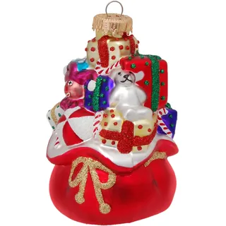 Krebs Glas Lauscha - Weihnachtsdekoration/Christbaumschmuck aus Glas - Weihnachtsmann Geschenkesack - Größe: ca. 10 cm