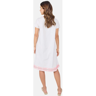 Sommerkleid LIEBLINGSSTÜCK, Damen, Gr. 40, N-Gr, weiß, Obermaterial: 100% Baumwolle, bedruckt, gemustert, mehrfarbig, figurumspielend knielang, V-Ausschnitt, Kleider Sommerkleid, mit Stickerei
