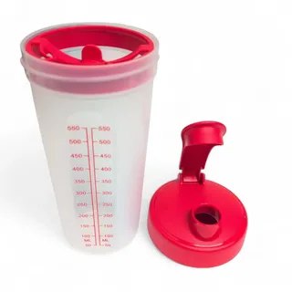 Tupperware Mix-Fix Shaker MixFix Shaky Shaker Proteinshake Diät Whey 680 ml / 680ml transparent rot mit Schlagscheibe Mixer und Abtropfsieb und Trinkmundstück XL