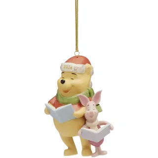 Lenox Winnie Puuh & Ferkel 2024 Weihnachtsornament, Gelb mit Gold-Akzenten, Traditionelle Weihnachten, Porzellan, Hängend, Weihnachtsschmuck