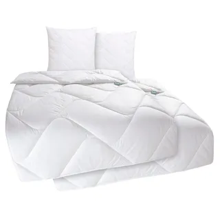 fan Microfaserbettdecke + Kopfkissen »Bettwaren-Set in 135x200 cm, für Sommer oder 4-Jahreszeiten«, weiß