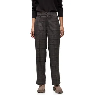 Street One Damen 3817211 Karierte Straight Leg Hose, Darkest Brown, 34W x 30L