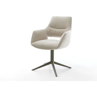 Drehstuhl Yago-Flex mit Armlehnen Webstoff Soft Beige Fußkreuz Effektfinish Titan 360° drehbar Wippfunktion Taschenfederkern
