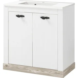 Home Affaire »Florenz, Waschbeckenunterschrank inkl. Waschbecken, Metallgriffe« in Pinie weiß stehend, Breite 82 cm, inkl. Mineralgussbecken,