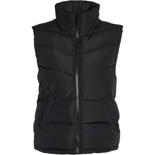 Noisy may Puffer Weste Wattierte Stepp Übergangsjacke ohne Kapuze Basic ohne Ärmel NMDALCON, Farben:Schwarz,Größe Damen:XS