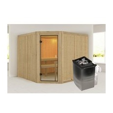KARIBU Sauna »Ystad «, inkl. Saunaofen mit integrierter Steuerung, für 5 Personen - beige