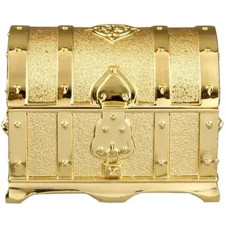 Feyarl Pirat Schatztruhe Gold Schmuckkästchen Schmuck Aufbewahrungbox Schmuckschatullen Retro Schatzkiste für Kinder Weihnachten Geburtstag Geschenk (Klein)