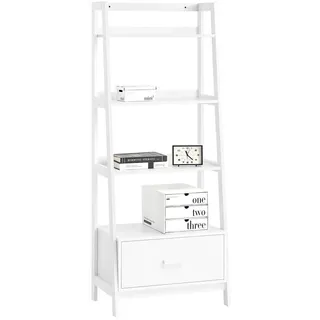 SoBuy Leiterregal Weiß Holzwerkstoff, 64x160x20 cm, Wohnzimmer, - 2 Jahre Gewährleistung - mind. 14 Tage Rückgaberecht - Weiß