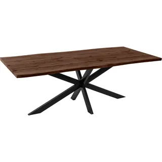Esstisch Baumkante Holz-Optik Nussbaum 220 x 100 Spider-Gestell schwarz JOSY - Braun