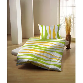 Gerald Wittmann Mikrofaser Zebra-Streifen Grün/Orange 140 x 200 cm + 70 x 90 cm