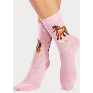 Socken H.I.S, Jungen, Gr. 39-42, bunt (1x hellrosa, meliert, 1x lachs, meliert, 1x hellgrau, meliert, 1x jeans, meliert, 1x dunkel jeans, meliert), Baumwollmischung, uni und gemustert, elastisch, Socken Socken, Mit unterschiedlichen Pferdemotiven