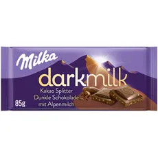 Milka Dark Milk Kakao Splitter 1x 85g I Zartherbe Alpenmilch-Schokolade I mit Kakao Nibs I Milka Schokolade aus 100% Alpenmilch I Tafelschokolade