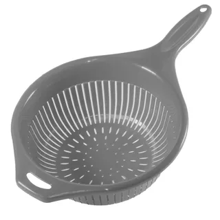 Kerafactum Nudelsieb Küchen Seiher Sieb Stielsieb für Salat Nudeln Obst Gemüse Salatsieb langer Griff Küchensieb Durchschlagsieb Kunststoff Spitzsieb stapelbar Spülmaschinen tauglich 39 cm grau