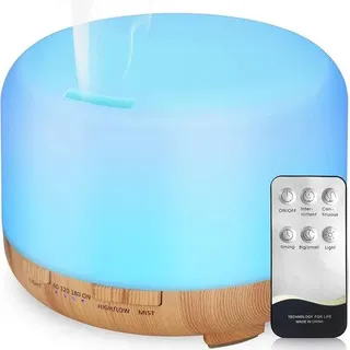 Aromadiffuser 450ml Ultrasonic Timer, 7 Farben, Holz, Büro, Yoga, Schlafzimmer - Bunt