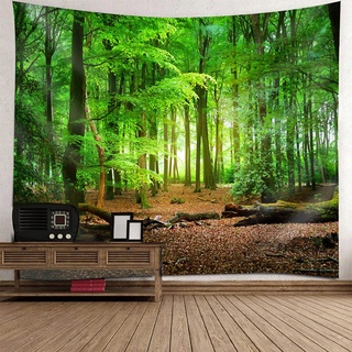 Lieson Wandbehang 350x256CM, Wandtuch mit Motiv Wald Natur Grün Braun Tapestry Landschaft Dschungel Wandteppich Tapisserie für Wohnzimmer Schlafzimmer Wohnheim Wanddeko