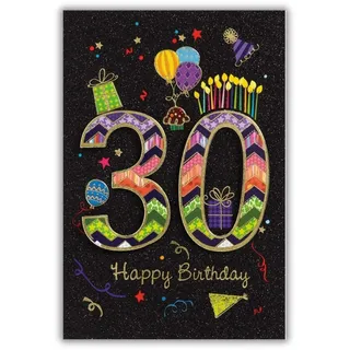 bsb 30. Geburtstagskarte Frau & Mann - Karte Geburtstag in 11,5 x 17,0 cm - Glückwunschkarte Geburtstag mit Party-Motiv - 30. Geburtstag-Karte mit Umschlag - Geburtstagskarten