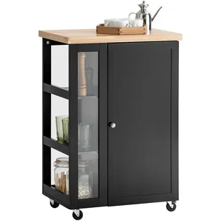 SoBuy Küchenwagen zum Rollen, Servierwagen Schwarz, 60x90x40cm