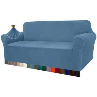 Granbest High Stretch Sofabezug Moderne Sofaüberwurf Jacquard Elastische Sofahusse für Wohnzimmer Protector für Hunde Haustiere (3 Sitzer, Azurblau)