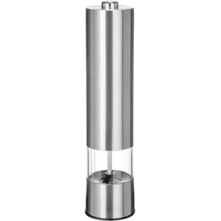 Salz-/Pfeffermühle "MIKELA", silberfarben, B:5cm H:23cm T:5cm Ø:5cm, SCHÖNER WOHNEN-KOLLEKTION, Küchenmühlen, Salz-/Pfeffermühle, Salz-Pfeffermühle mit elektrischem Mahlwerk