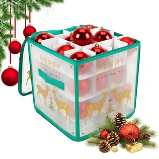 TaimeiMao Aufbewahrungsbox für Weihnachtskugeln, Christbaumkugel Tasche für 64, Weihnachtskugeln aufbewahrung mit Trennwänden und Griffen, Verstellbaren, Faltbarer, für Weihnachtsschmuck