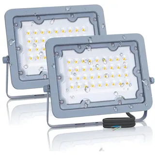 Glowster LED-Strahler, 30 W, 2700 lm, 4000 K, IP65, wasserdicht, ideal für Gärten und Fassaden.