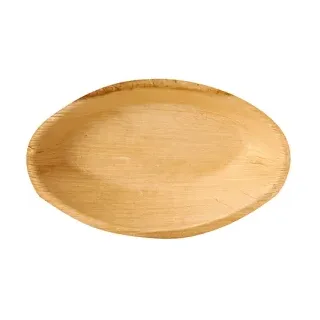 Papstar Pure Teller Palmblatt, oval, Stabiles Einweg-Geschirr aus Palmblatt, 1 Packung = 25 Stück, 18 x 11,5 x 3 cm