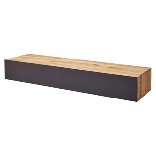MASSIVMOEBEL24.DE TV-Board Wild-/Zerreiche 195x52x32 natur geölt FRANKFURT #109 - Grau