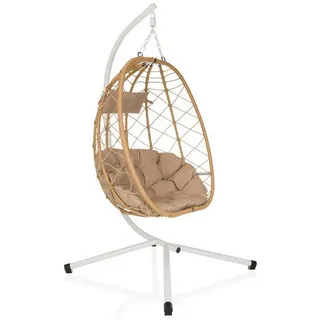 Mid.you Hängesessel , Weiß, Beige , Kunststoff, Textil , 98x188x114 cm , Gartenmöbel, Gartenschaukeln, Hängesessel