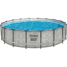 Bestway® Steel Pro MAXTM Ersatz Frame Pool ohne Zubehör Ø 549 x 122 cm, Steinwand-Optik (Cremegrau), rund