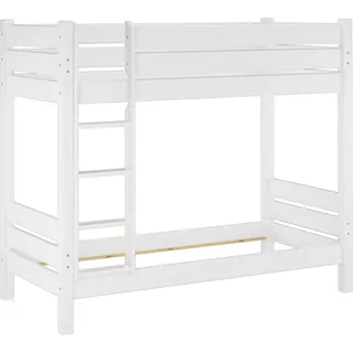 Etagenbett für Erwachsene weiß 100x190 Hochbett teilbar Zubehör wählbar V-60.16-10-190WT80Rollrost und Matratze inkl. - Weiß