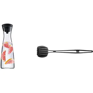 WMF Basic Wasserkaraffe 1,5 liter, Glaskaraffe mit Deckel, Silikondeckel, CloseUp-Verschluss & Basic Flaschenbürste lang 41 cm, Reinigungsbürste mit 6 weichen Reinigungsschwämmen