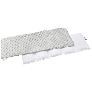 Medi Partners Kirschkernkissen Mikrowelle 60x20cm Körnerkissen groß Wärmekissen 800g 5 kammern abnehmbarer Bezug - Kirschkernkissen nacken schulter Kältetherapie (Grau Minky)