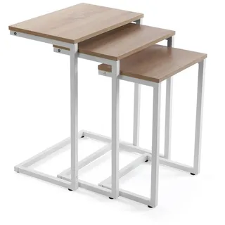 Versa Set mit 3 Tischen, Weiß, Metall, Holz, MDF, 30 x 60 x 46 cm