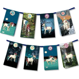 GKA XL Adventskalender Einhorn für Kinder zum Selbstbefüllen 24 große Papiertüten mit 24 Sticker und 4 m Satinband TapirElla von Lutz Mauder - Bunt