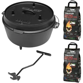 CAMP CHEF KS0861 Deluxe Dutch Oven DO-12 + Tom Coco Grill-Kokoskohlebriketts 2er-Pack