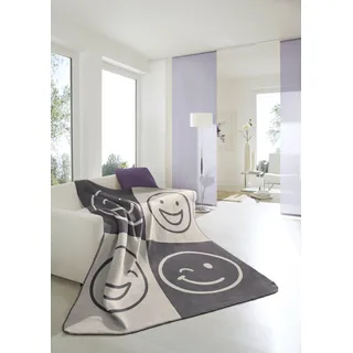Biederlack Wohndecke Cotton Home Emoji, grau
